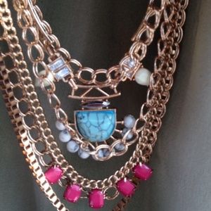 Gold chained necklace 5 in 1 necklace